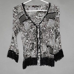 Belissimo Lace Long‎ Sleeves Top Size S